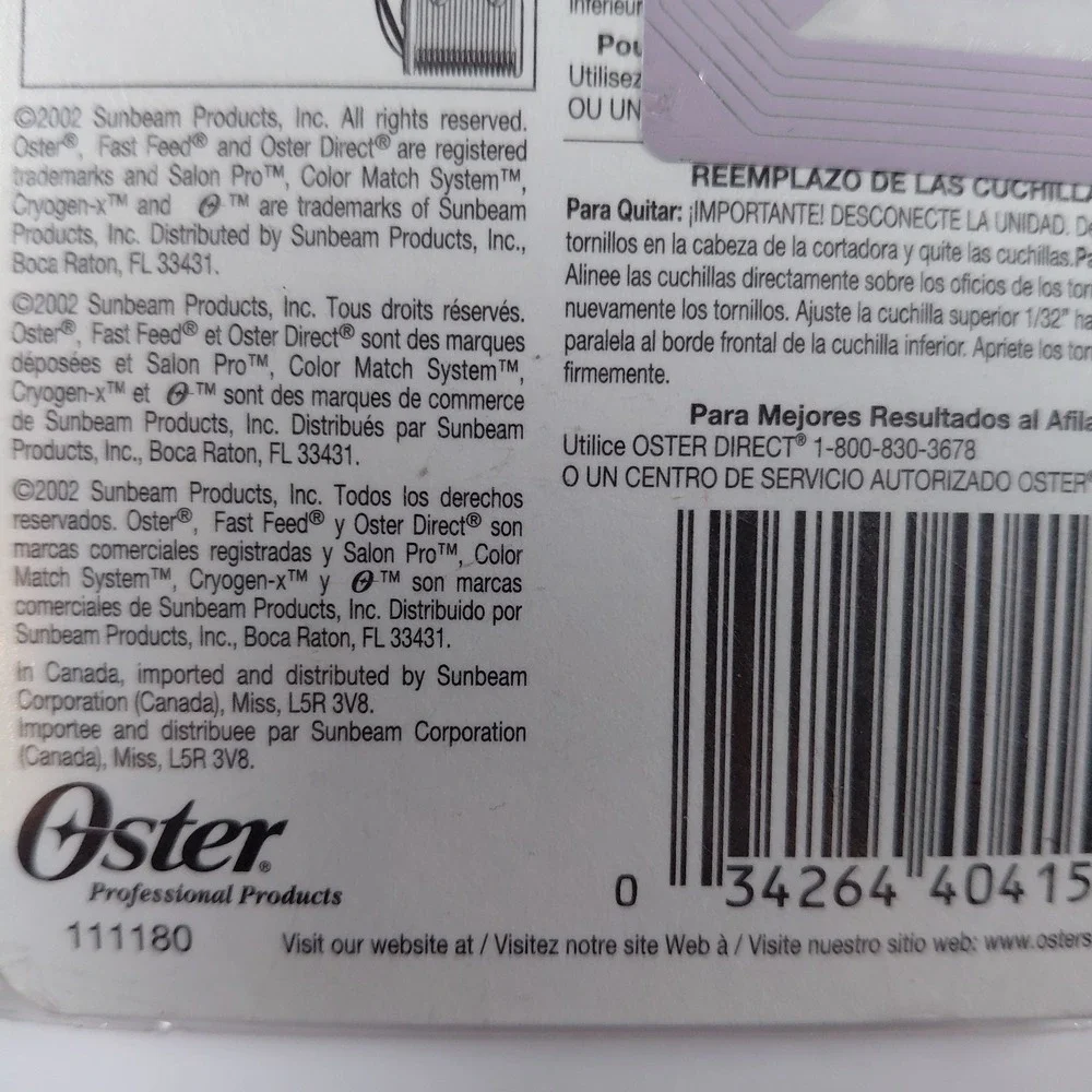 Oster Cryogen-x Fast Feed Salon Pro Clipper Medium Blade 76913-506 913-50 Shears